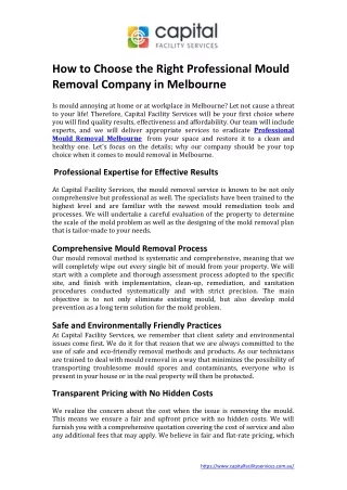 How to Choose the Right Professional Mould Removal Company in Melbourne