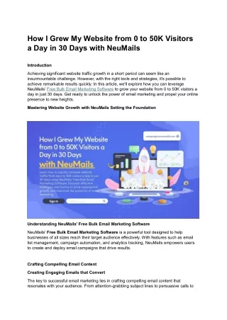 How I Grew My Website from 0 to 50K Visitors a Day in 30 Days with NeuMails