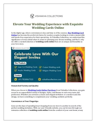 Elevate Your Wedding Experience with Exquisite Wedding Cards Online