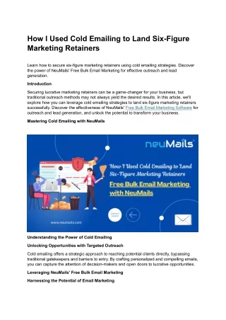 How I Used Cold Emailing to Land Six-Figure Marketing Retainers