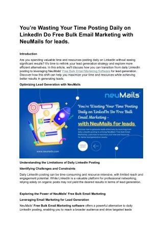You’re Wasting Your Time Posting Daily on LinkedIn Do Free Bulk Email Marketing