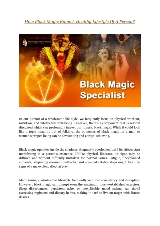 How Black Magic Ruins A Healthy Lifestyle Of A Person?