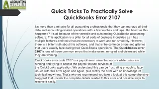 How to tackle Payroll Error 2107 in QuickBooks
