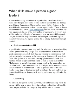 What skills make a person a good leader