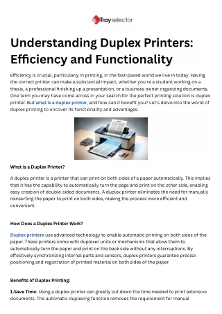 Understanding Duplex Printers Efficiency and Functionality