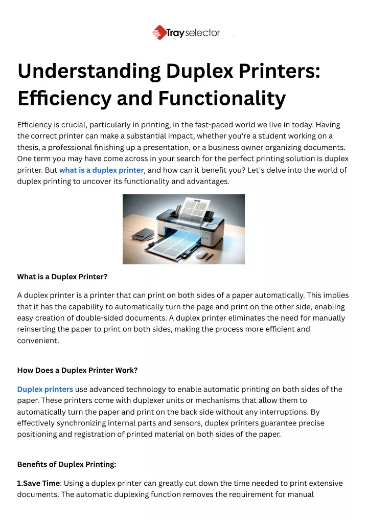 understanding duplex printers e ciency