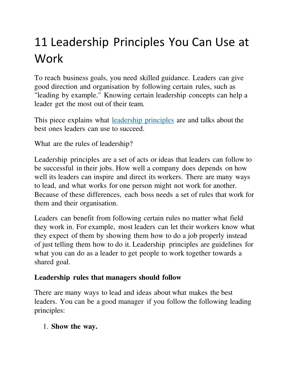 PPT - 11 Leadership Principles You Can Use at Work PowerPoint ...