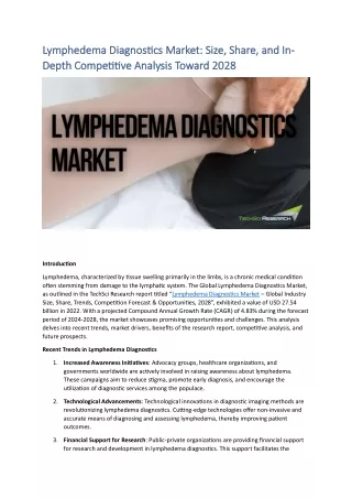 Lymphedema Diagnostics Market: Size, Share, and In-Depth Competitive Analysis To