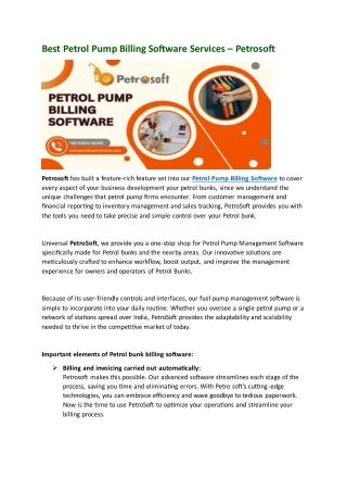 Best Petrol Pump Billing Software Services – Petrosoft
