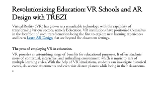 Revolutionizing Education VR Schools and AR Design with TREZI