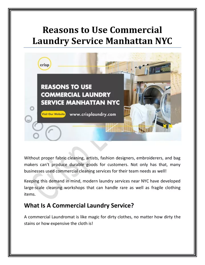 reasons to use commercial laundry service