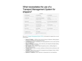 What necessitates the use of a Transport Management System for shippers?