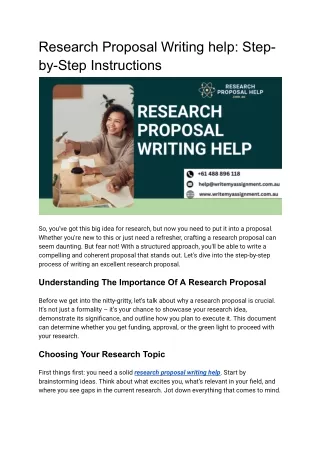Research Proposal Writing help: Step- by-Step Instructions