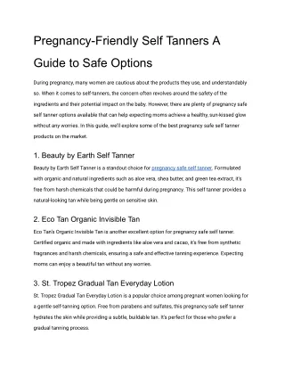 Pregnancy-Friendly Self Tanners A Guide to Safe Options