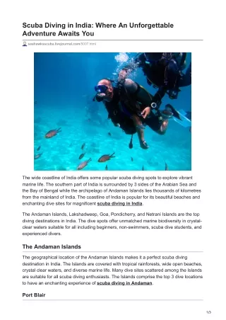 Explore Beautiful Marine Life At The Best Scuba diving sites in India