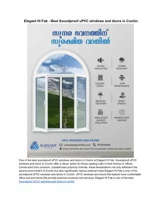 Best Soundproof uPVC windows and doors in Cochin - Elegant Hi Fab