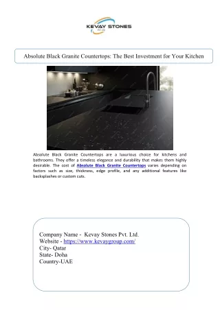 Absolute Black Granite Countertops The Best Investment for Your Kitchen