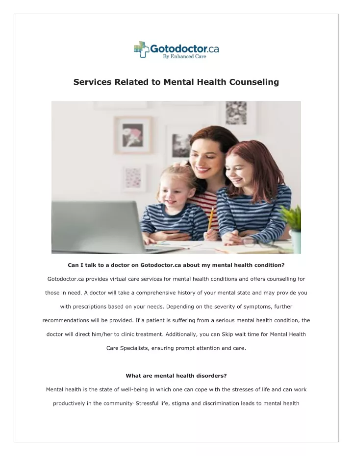 services related to mental health counseling