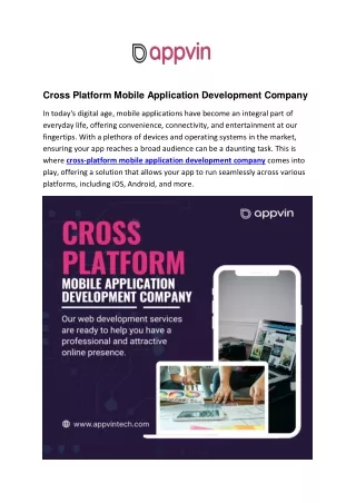 Cross Platform Mobile Application Development Company