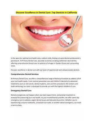 Discover Excellence in Dental Care Top Dentists in California