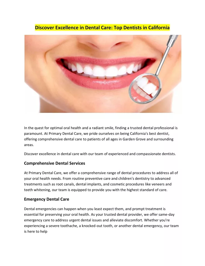 discover excellence in dental care top dentists