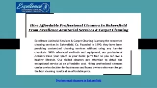 Hire Affordable Professional Cleaners In Bakersfield From Excellence Janitorial