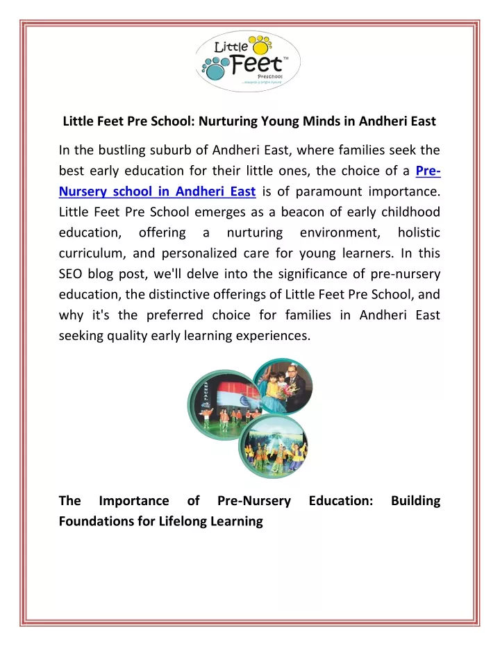 little feet pre school nurturing young minds