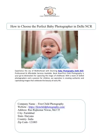 How to Choose the Perfect Baby Photographer in Delhi NCR