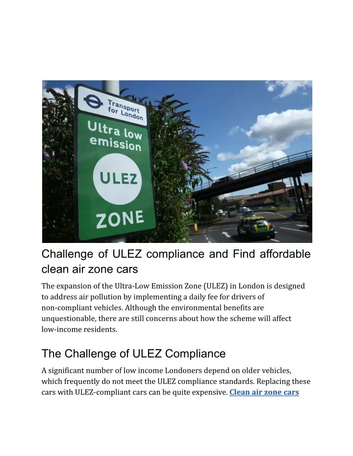 challenge of ulez compliance and find affordable