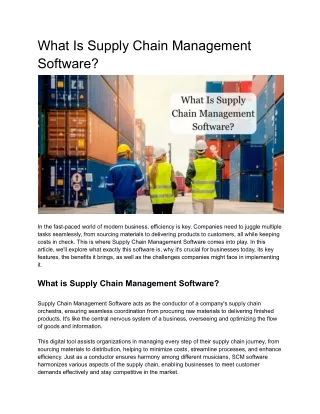 What Is Supply Chain Management Software