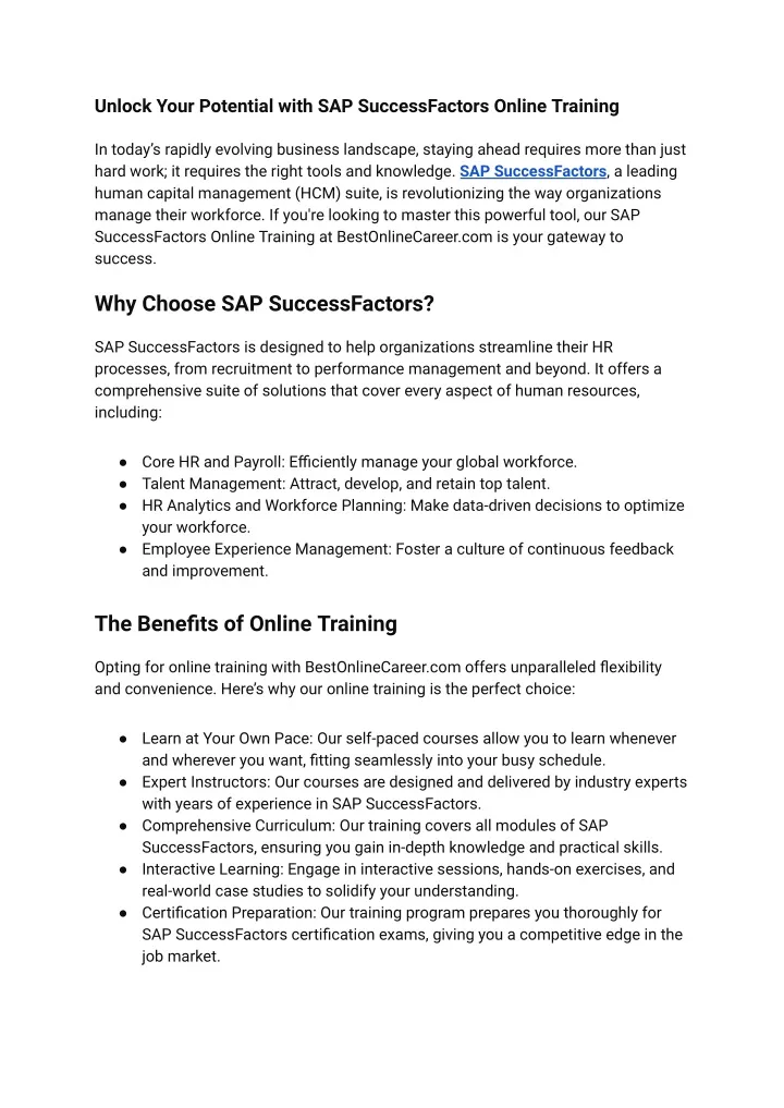 unlock your potential with sap successfactors