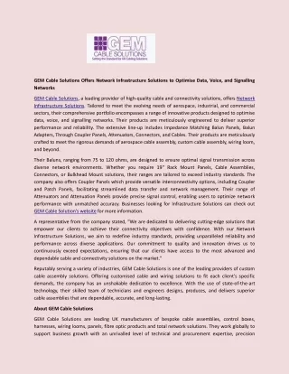 gem cable solutions offers network infrastructure