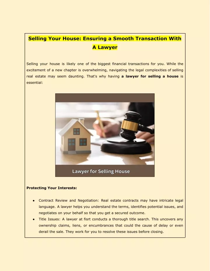 selling your house ensuring a smooth transaction