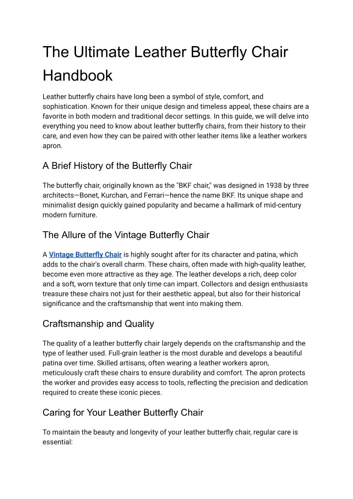 the ultimate leather butterfly chair handbook