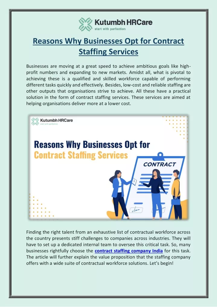 reasons why businesses opt for contract staffing