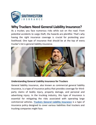 Why Truckers Need General Liability Insurance