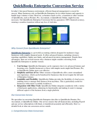 QuickBooks Enterprise Conversion Service