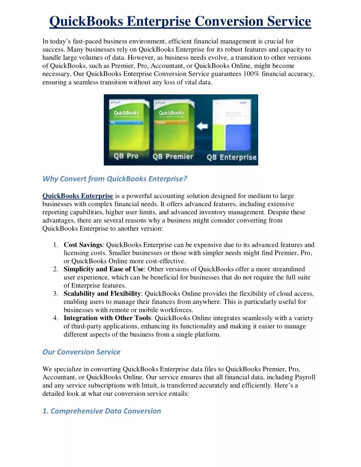 quickbooks enterprise conversion service