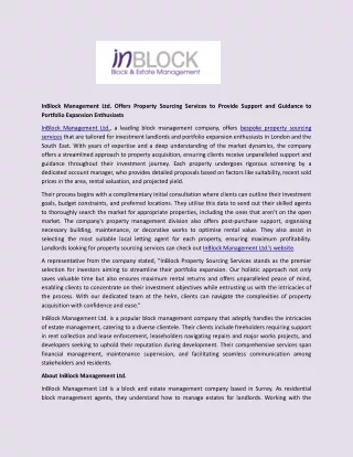 inblock management ltd offers property sourcing