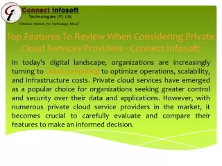 Top Features To Review When Considering Private Cloud Services Providers - Connect Infosoft