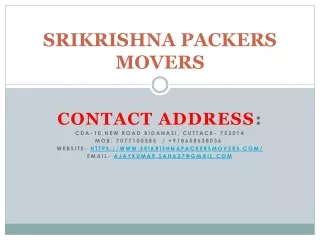 Stress-Free Moves in Cuttack: Srikrishna Packers & Movers - Your Trusted Reloca