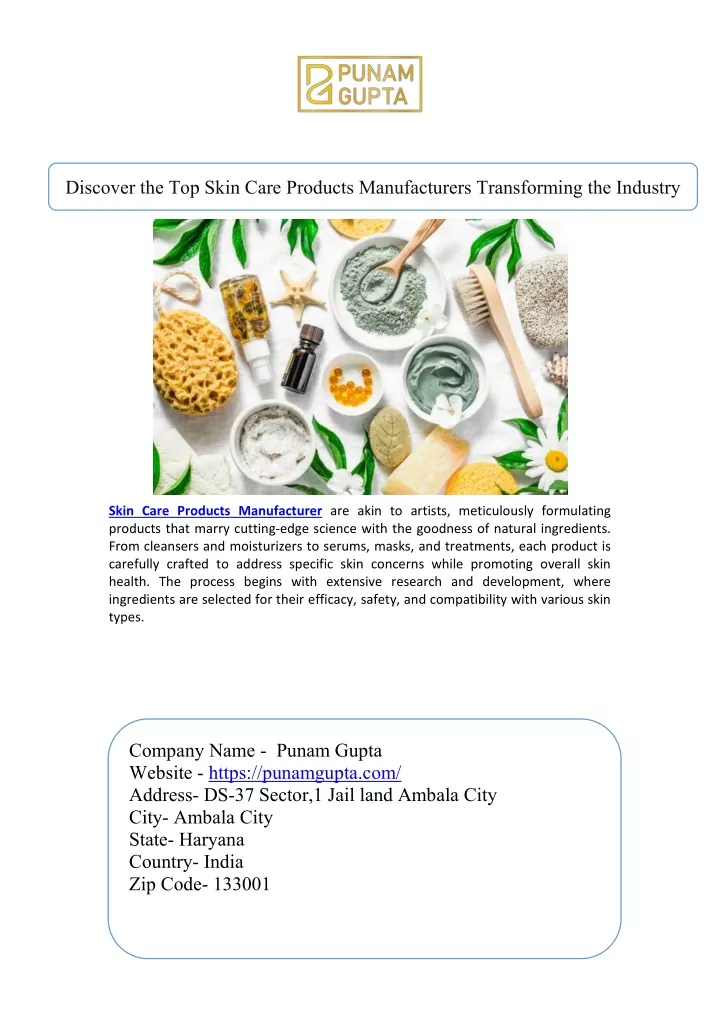 PPT - Discover the Top Skin Care Products Manufacturers Transforming 