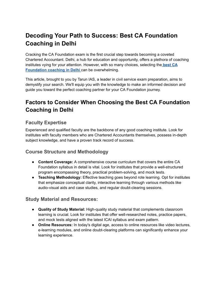 decoding your path to success best ca foundation