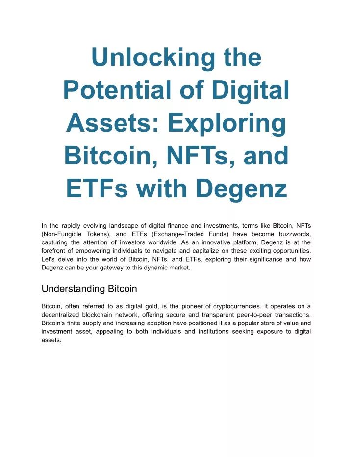 unlocking the potential of digital assets