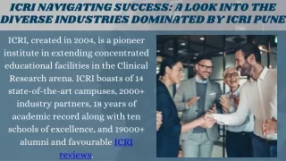 ICRI Navigating Success A Look into the Diverse Industries Dominated by ICRI Pune