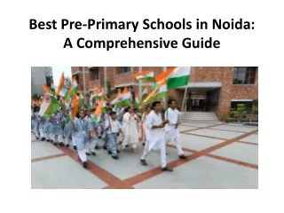 Best Pre-Primary Schools in Noida