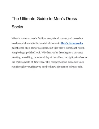 The Ultimate Guide to Men’s Dress Socks