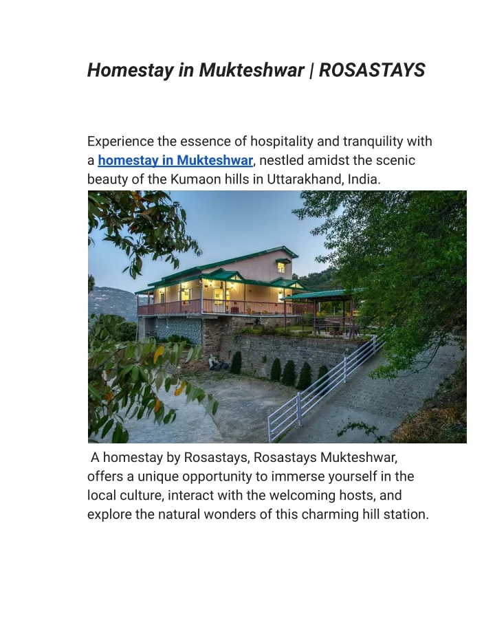 homestay in mukteshwar rosastays