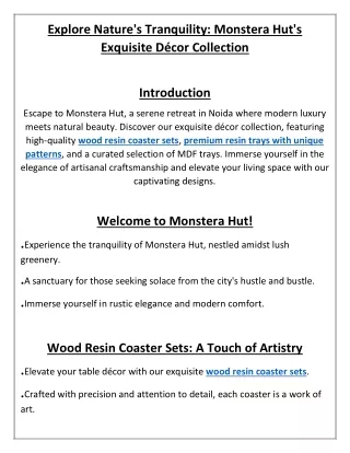 monstera hut wood resin coaster set