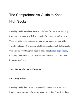 The Comprehensive Guide to Knee High Socks